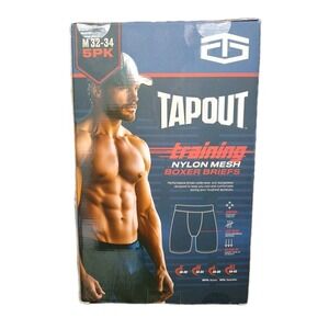 Tapout Mens 5 Pack M 32 34 Nylon Mesh Boxer Briefs Training Performance